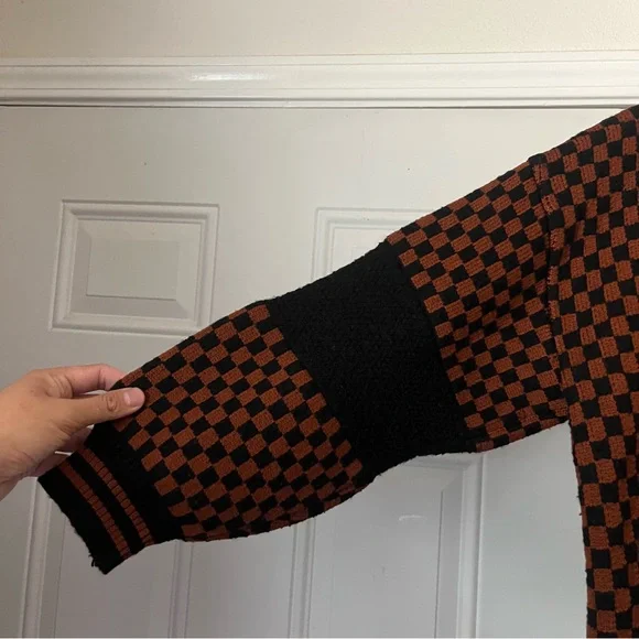 Dressed in LALA Brown Checkered Cardigan - Picture 4 of 8